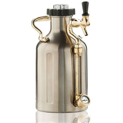 GrowlerWerks Pressurized Stainless Steel Growler with Faucet - 128 oz