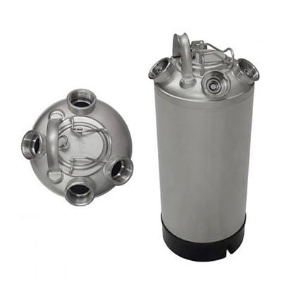 5 Gallon Line Cleaning Keg (Sanke D) 4 Heads with Removable Lid