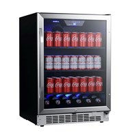 24 Inch Wide 142 Can Built-In Beverage Cooler with Tinted Door and LED Lighting / 