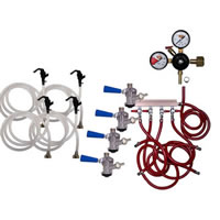 Party Keg Kit - 4 Faucet - Dual Gauge Regulator / 