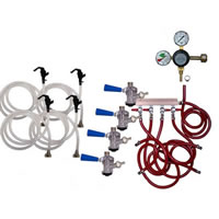 Party Keg Kit - 4 Faucet - Dual Gauge Taprite Regulator / 
