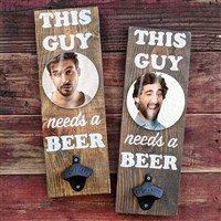 Wall Mounted Mirror Bottle Opener "This Guy Needs a Beer" / Wall Mounted Mirror Bottle Opener