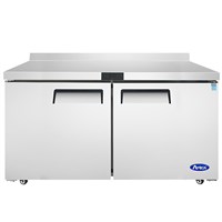 Atosa Worktop Refrigerator - 60-in Wide/Two Door w/ Backsplash / 60" Worktop Refrigerator  w/ Backsplash