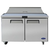 Atosa 48-in Refrigerated Sandwich Prep Table w/ 12 Stainless Steel Pans / 48'' Sandwich Prep. Table with 12 S/S Pans