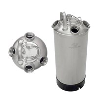 5 Gallon Line Cleaning Keg (4 Port) with Removable Lid - No Valves / 