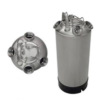 5 Gallon Line Cleaning Keg (Sanke D) 4 Heads with Removable Lid / 