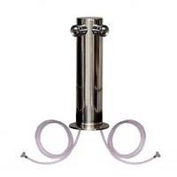 3" Dual Faucet Stainless Steel Beer Tower with SS Shanks and Beer Nut / 