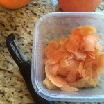 Collecting the peels in a Tuperware