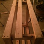 View of the countertop with offset support rail.