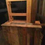 Covering the bar countertop with reclaimed wood