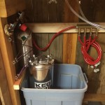 Back shot of bar showing fitment of all components - CO2, air distributor, keg