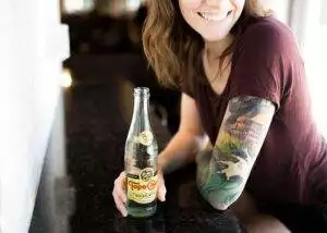 Enjoying a sparkling mineral water instead of an alcoholic beverage