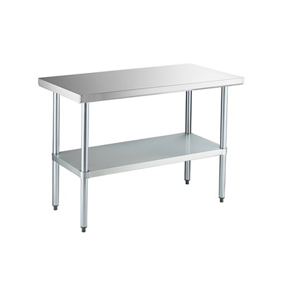 48-in Wide Stainless Steel Work Table w/ Legs (18 GA / 24-in Deep)