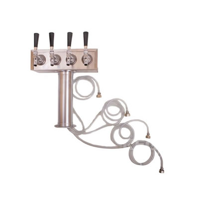 Beer Tower - 4 Faucet - Stainless Steel