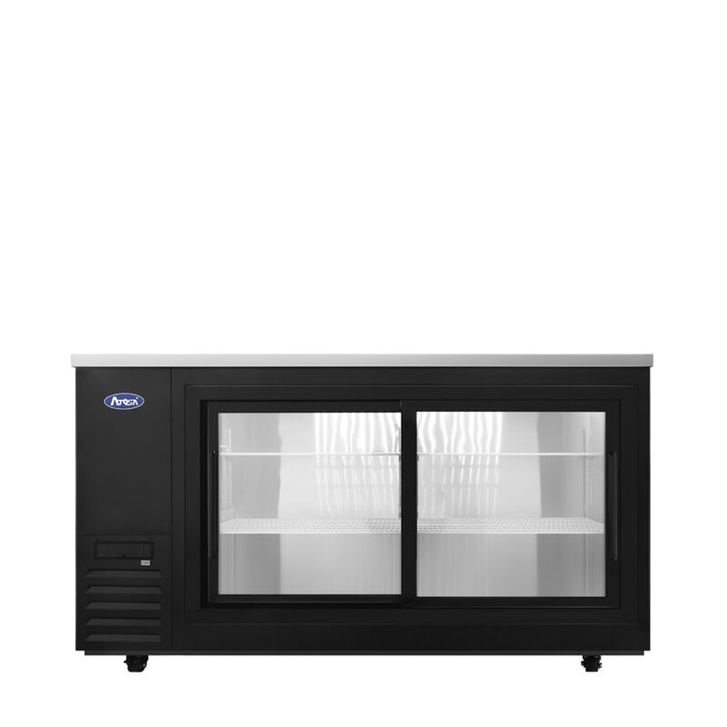 Atosa 69-inch Shallow Depth Sliding Glass Door Back Bar Cooler (Black)