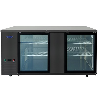 Atosa 69-in Shallow Depth (24-1/2-in) Back Bar Cooler w/ Glass Doors (Black Exterior)