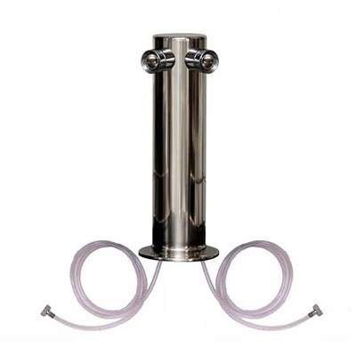 3" Dual Faucet Stainless Steel Beer Tower with SS Shanks and Beer Nut