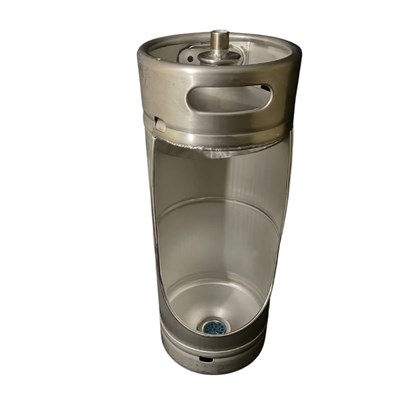 Keg Urinal w/ Flusher & Drain - 1/6 bbl Slim Keg