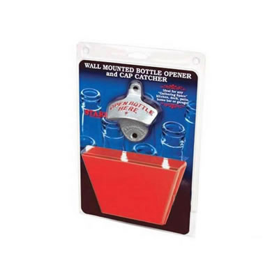 Open Bottle Here Opener and Red Cap Catcher