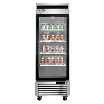 Atosa Upright Refrigerator w/ One Glass Door & Stainless Interior/Exterior - Bottom Mount