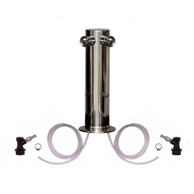 3" Dual Faucet Stainless Steel Beer Tower with SS Shanks