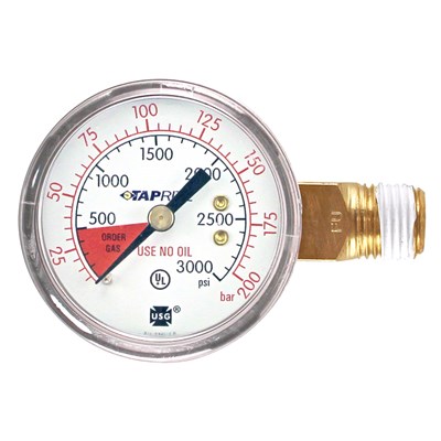 Taprite 3000psi Gauge, Right Hand Threads, Right Inlet