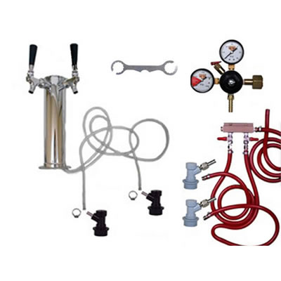 2 Faucet Tower Keg Kit - BALL LOCK