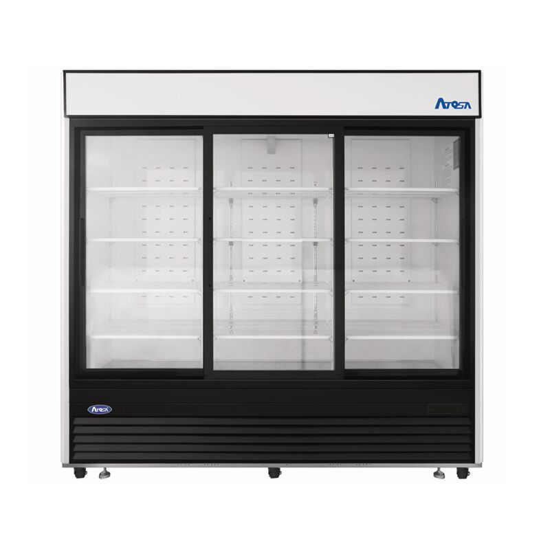 Atosa MCF8729GR 81-Inch 3-Door Sliding Glass Refrigerator