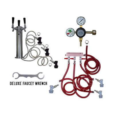 3 Faucet Tower Keg Kit - Taprite Regulator - BALL LOCK