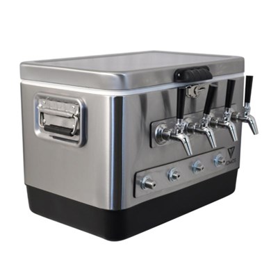 Komos™ Pro Stainless Steel Draft Jockey Box - 4 Faucet (Front Entry)