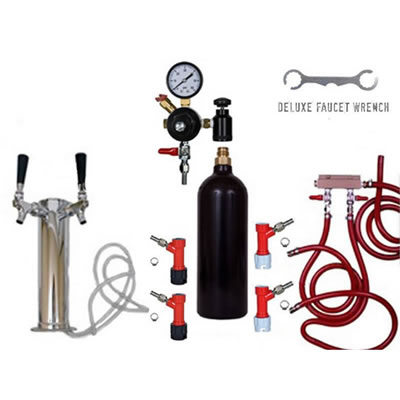 2 Faucet Tower Keg Kit - 20oz CO2 - PIN LOCK