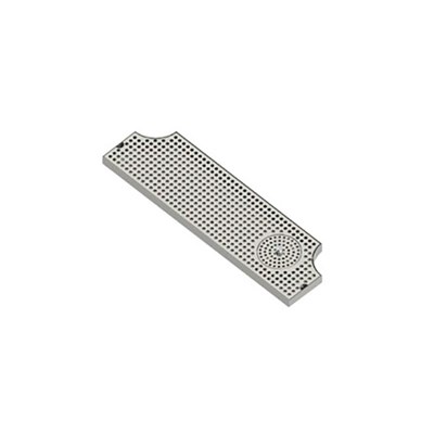 28" X 8" Surface Mount Drip Tray With Rinser – Brushed Finish – Two Side Cut-Out