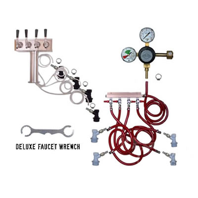 4 Faucet Tower Keg Kit - Taprite Regulator - BALL LOCK