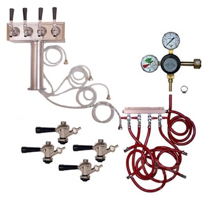 4 Faucet Tower Keg Kit - Taprite Regulator - Sanke D