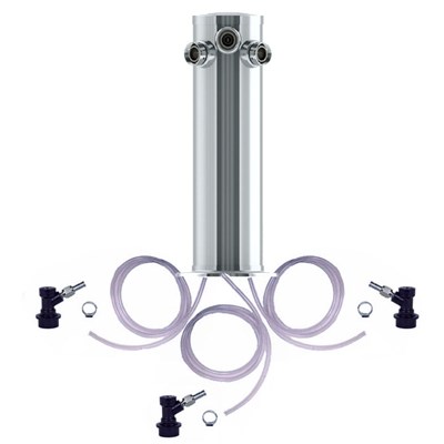 3 Faucet Stainless Steel Beer Tower with SS Shanks