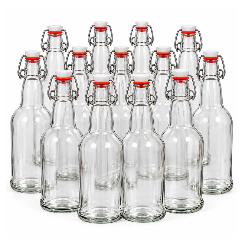 Clear Flip Top Beer Bottles (500ml/16oz Growlers)
