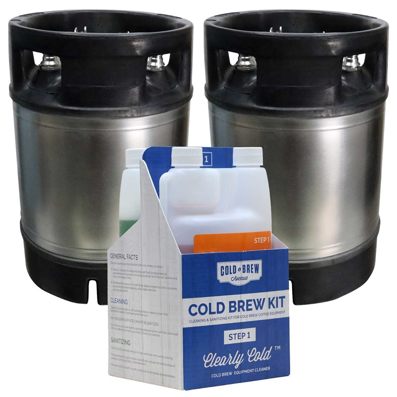 1-2 Cold Brew Cleaning & Sanitizing Kit With 2 Kegs