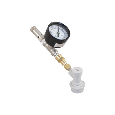 Ball Lock Disconnect with Adjustable Pressure Relief Valve and Gauge