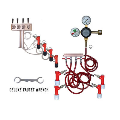 4 Faucet Tower Keg Kit - Taprite Regulator - PIN LOCK