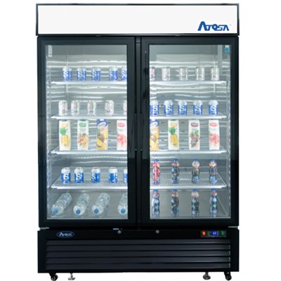 Atosa Upright Refrigerator/Merchandiser / Two Door, Black Cabinet (43.9cuft) - Bottom Mount