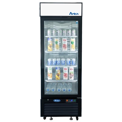 Atosa Upright Refrigerator/Merchandiser / One Door, Black Cabinet (8.3cuft) - Bottom Mount