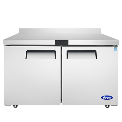 Atosa Worktop Refrigerator - 48-in Wide/Two Door w/ Backsplash