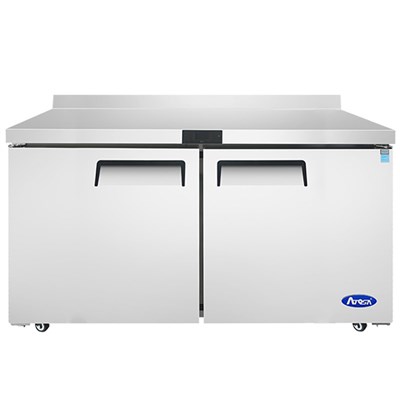 Atosa Worktop Refrigerator - 60-in Wide/Two Door w/ Backsplash