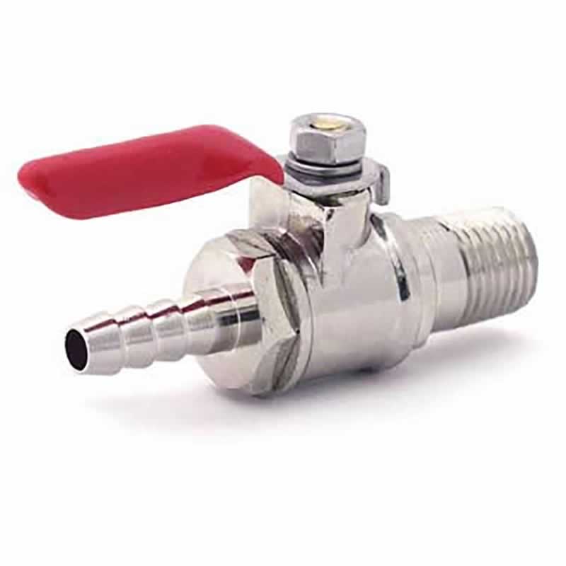 Chrome Plated Check Valve w/ Shutoff and 1/4" Barb