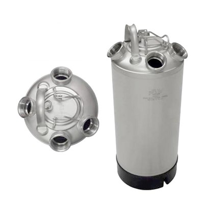 5 Gallon Line Cleaning Keg (4 Port) with Removable Lid - No Valves