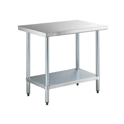 36-in Wide Stainless Steel Work Table w/ Legs (18 GA / 24-in Deep)
