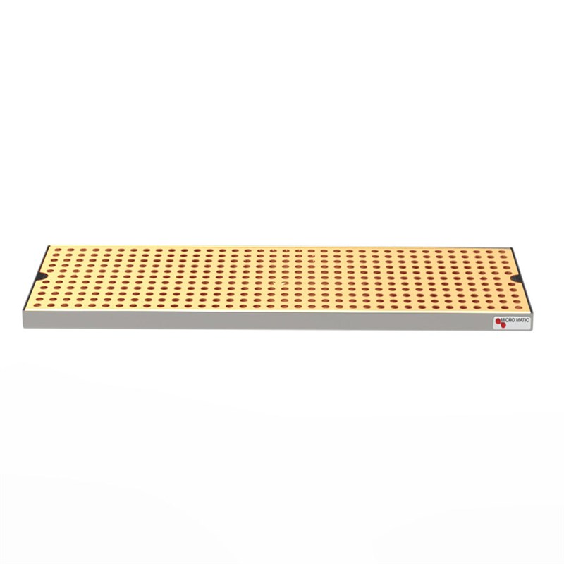 Micromatic 12" SS/PVD Brass Surface Mount Drain Tray, No Drain Nipple