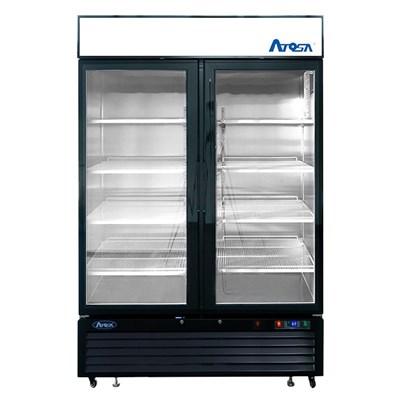 Atosa Upright Refrigerator/Merchandiser / Two Door, Black Cabinet (28.5cuft) - Bottom Mount