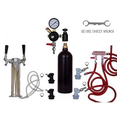 2 Faucet Tower Keg Kit - 20oz CO2 - BALL LOCK