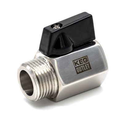 5/8" Beer Tap Shutoff - Ball Valve For Sanke Coupler (Stainless Steel)